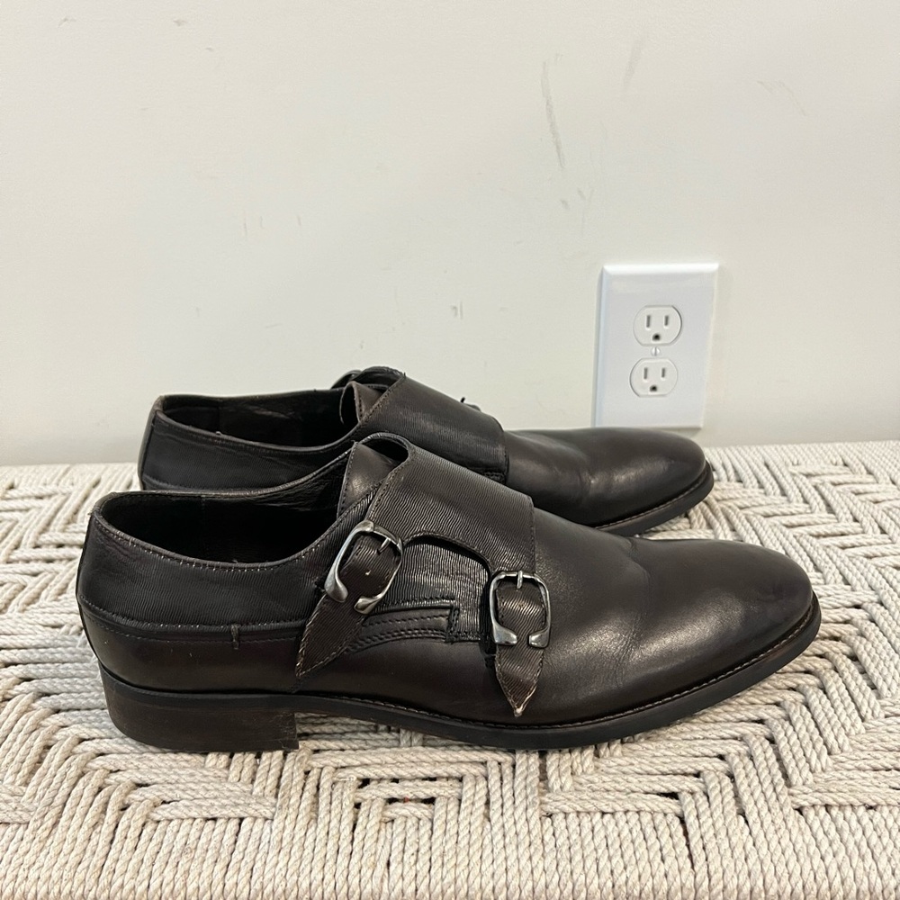 Bacco Bucci Dark Brown Leather Double Buckle Oxfords